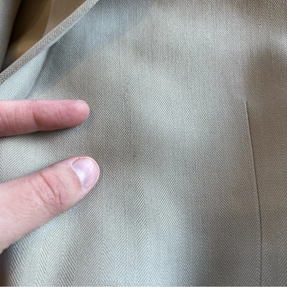 Oscar De‎ La Renta Men's 44L 100% Silk Sport Coat Beige Herringbone Blazer